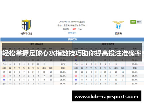 轻松掌握足球心水指数技巧助你提高投注准确率